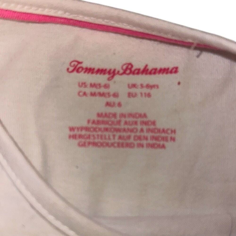 *New* Tommy Bahama White Pink Flamingo Top & Striped Shorts Girls 5/6 - Picture 2 of 9